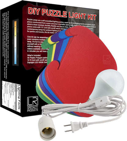 DIY Puzzle Jigsaw Lamp Kit - Cord and Bulb Included - IQ Medium Shade Light - Craft Your Own 13" Lighting Project